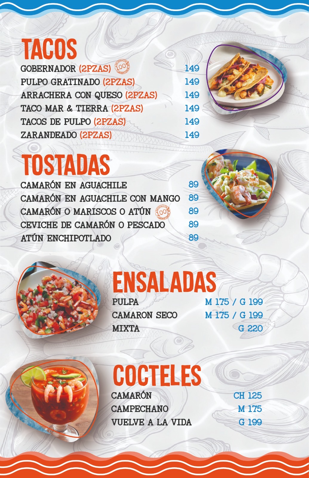 Tacos, tostadas, ensaladas y cocteles🌮